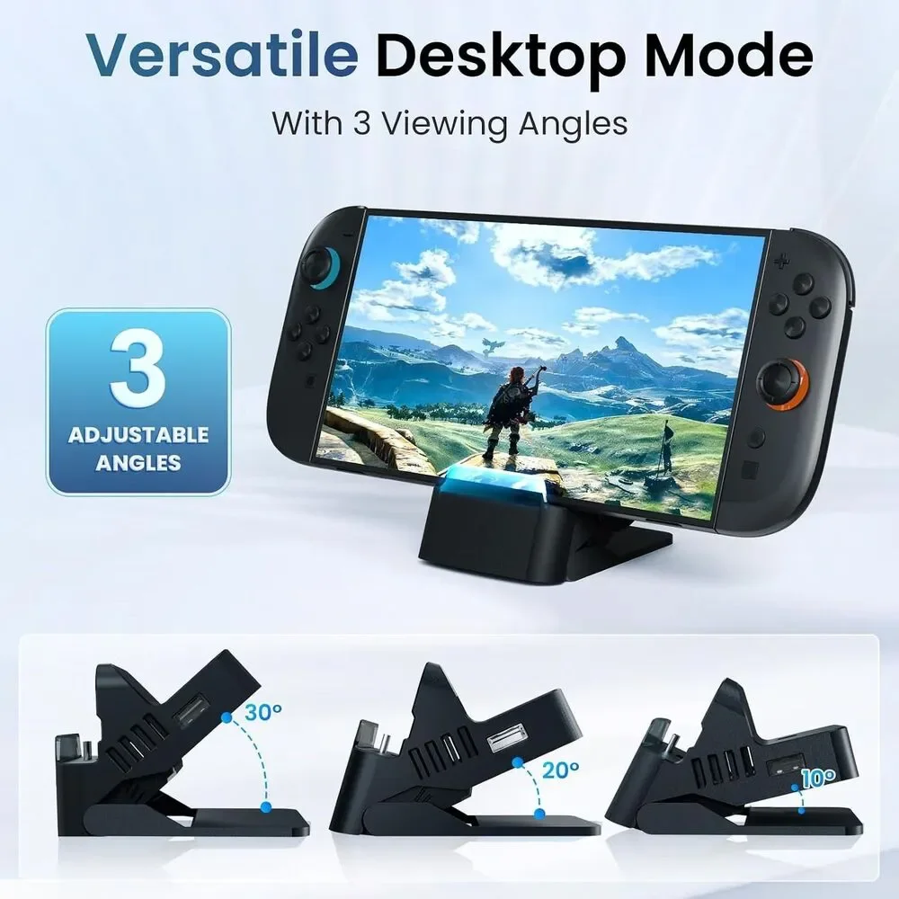 PORTHOLIC Nintendo Switch 2 Dock 4K HDMI 60W PD Portable TV Charging Stand